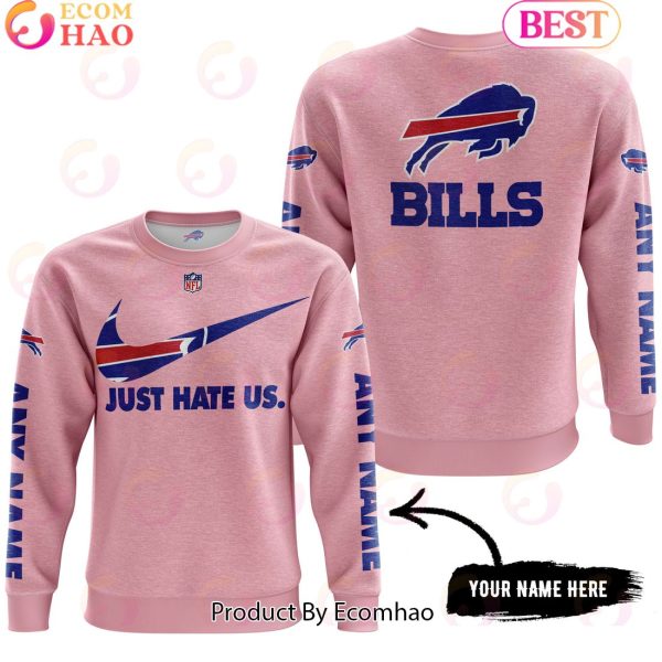 Just Hate Us Pink Custom Name Buffalo Bills Hoodie