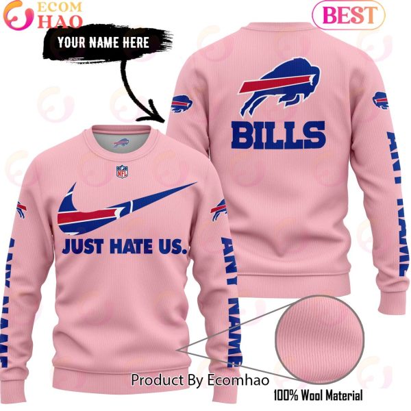 Just Hate Us Pink Custom Name Buffalo Bills Hoodie