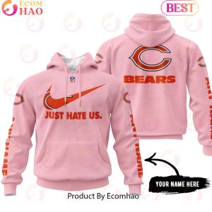 Just Hate Us Pink Custom Name Chicago Bears Hoodie
