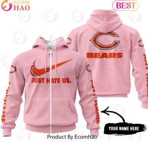 Just Hate Us Pink Custom Name Chicago Bears Hoodie