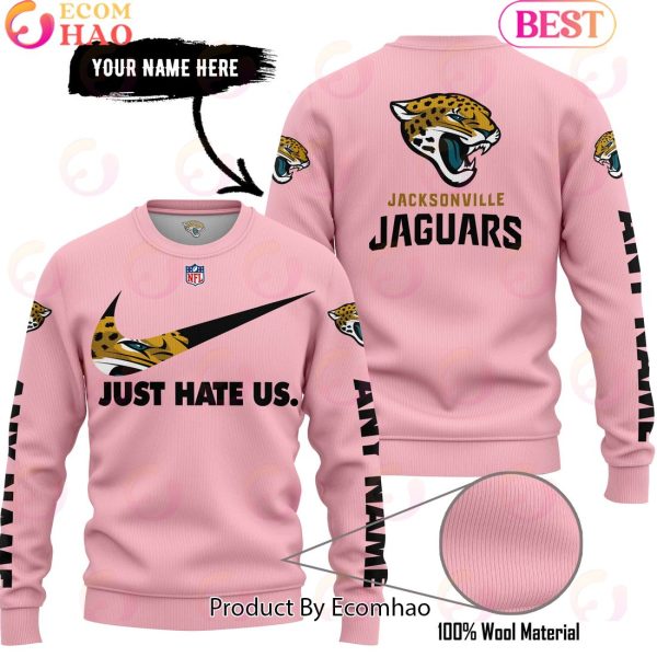 Just Hate Us Pink Custom Name Jacksonville Jaguars Hoodie