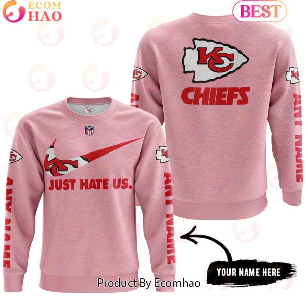 Just Hate Us Pink Custom Name Kansas City Chiefs Hoodie