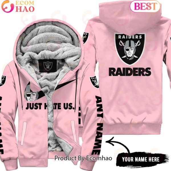 Just Hate Us Pink Custom Name Las Vegas Raiders Hoodie