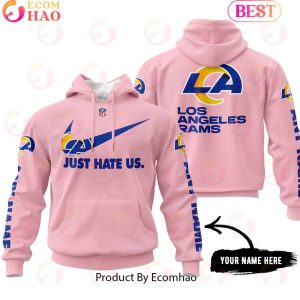 Just Hate Us Pink Custom Name Los Angeles Rams Hoodie