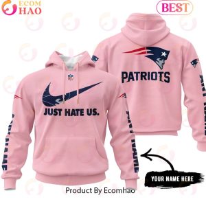 Just Hate Us Pink Custom Name New England Patriots Hoodie