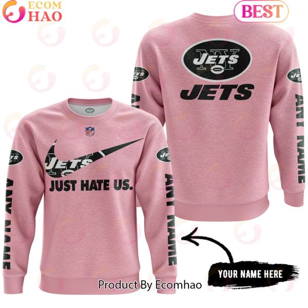Just Hate Us Pink Custom Name New York Jets Hoodie