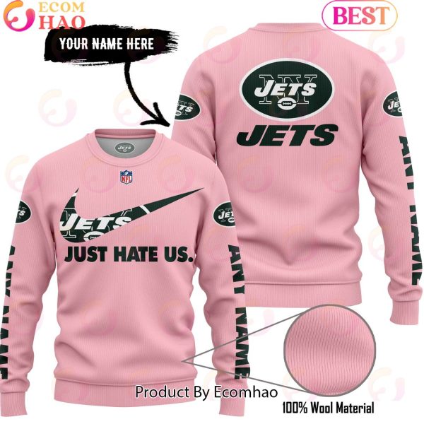 Just Hate Us Pink Custom Name New York Jets Hoodie