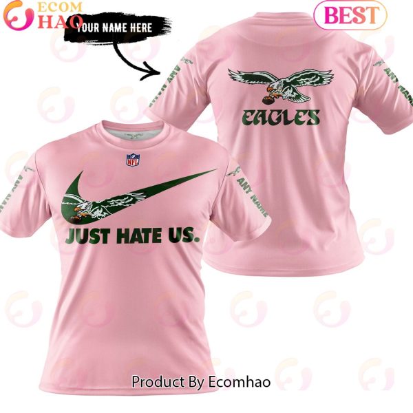 Just Hate Us Pink Custom Name Philadelphia Eagles 1987 Hoodie