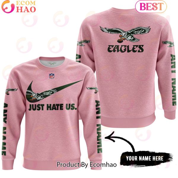 Just Hate Us Pink Custom Name Philadelphia Eagles 1987 Hoodie