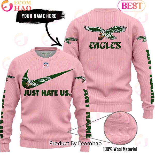 Just Hate Us Pink Custom Name Philadelphia Eagles 1987 Hoodie