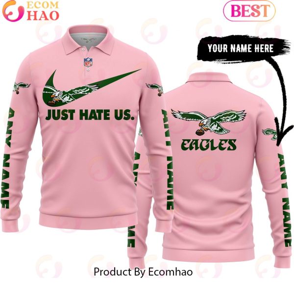 Just Hate Us Pink Custom Name Philadelphia Eagles 1987 Hoodie