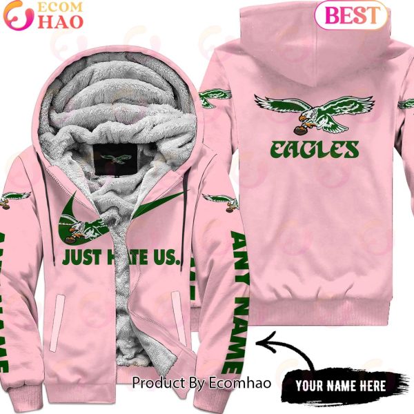 Just Hate Us Pink Custom Name Philadelphia Eagles 1987 Hoodie