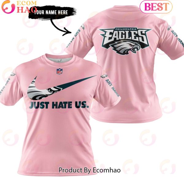 Just Hate Us Pink Custom Name Philadelphia Eagles Hoodie