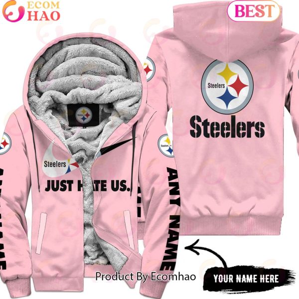 Just Hate Us Pink Custom Name Pittsburgh Steelers Hoodie