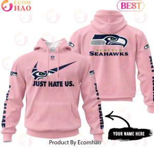 Just Hate Us Pink Custom Name Seattle Seahawks Hoodie