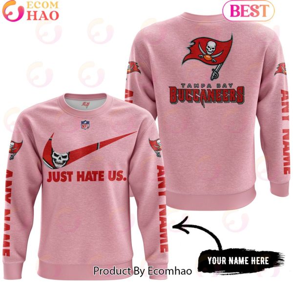 Just Hate Us Pink Custom Name Tampa Bay Buccaneers Hoodie