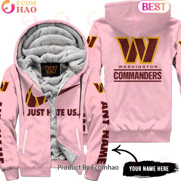 Just Hate Us Pink Custom Name Washington Commanders Hoodie