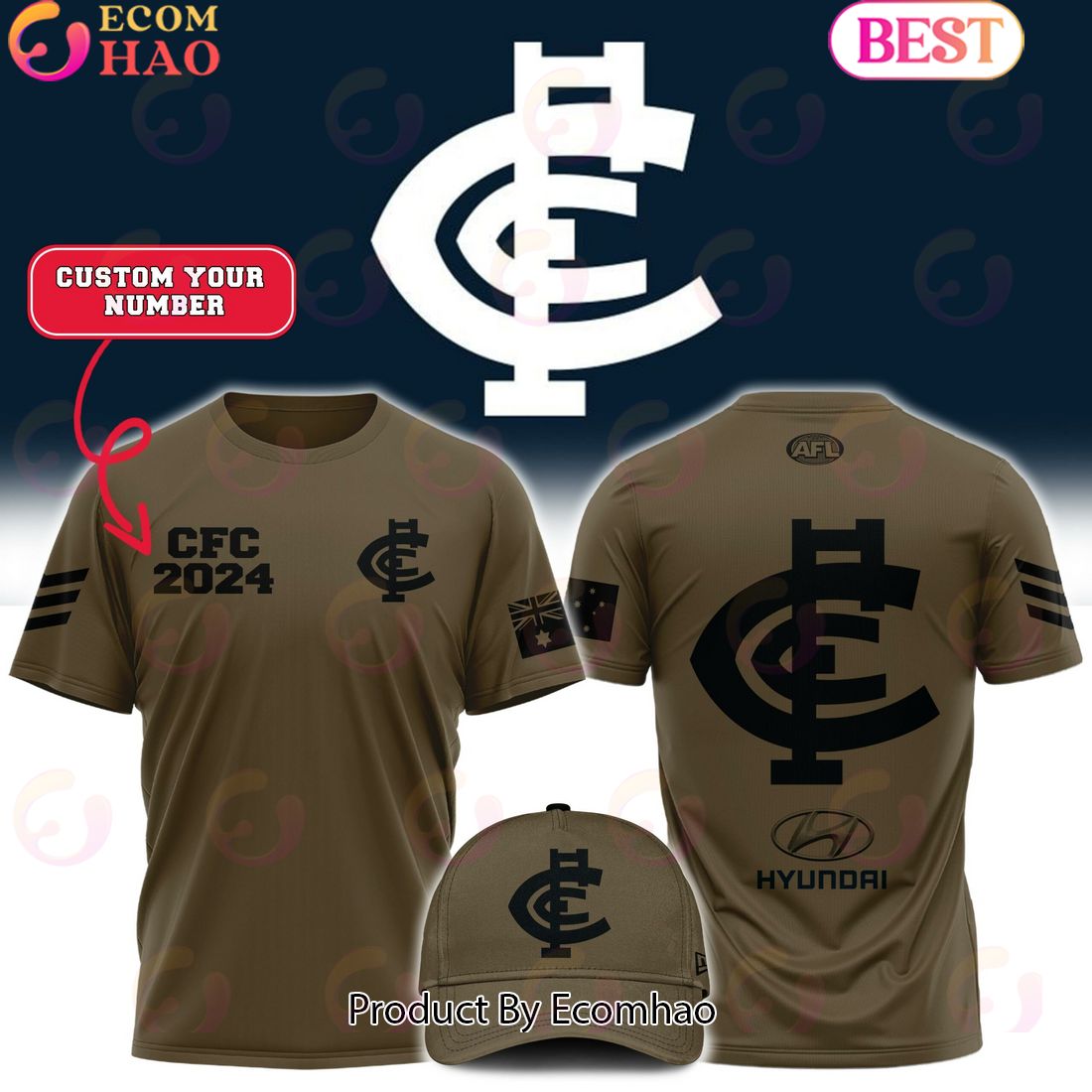 AFL Carlton Football Club Limited Edition Army Tee