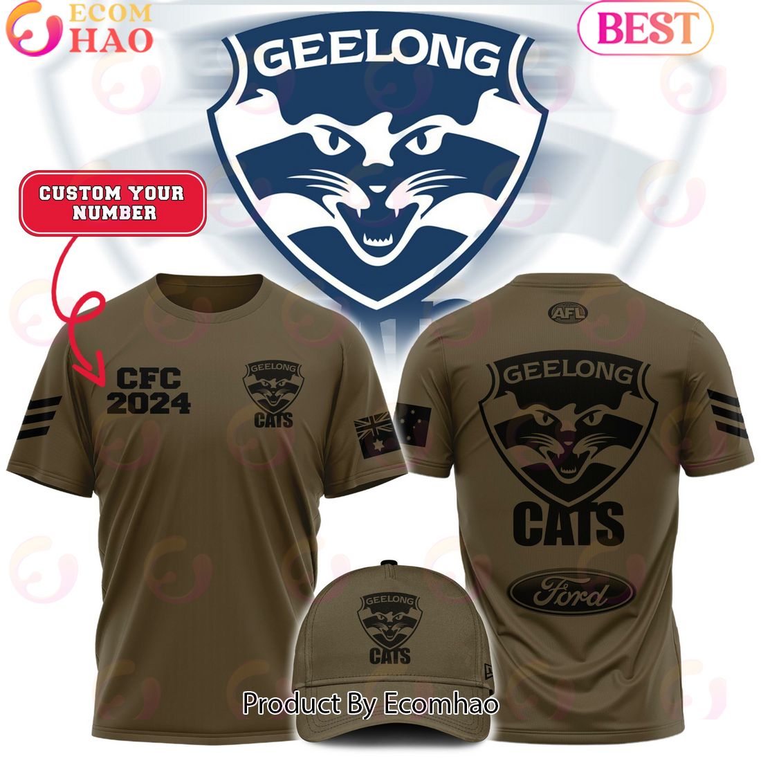 AFL Geelong Cats Football Club Limited Edition Army Tee