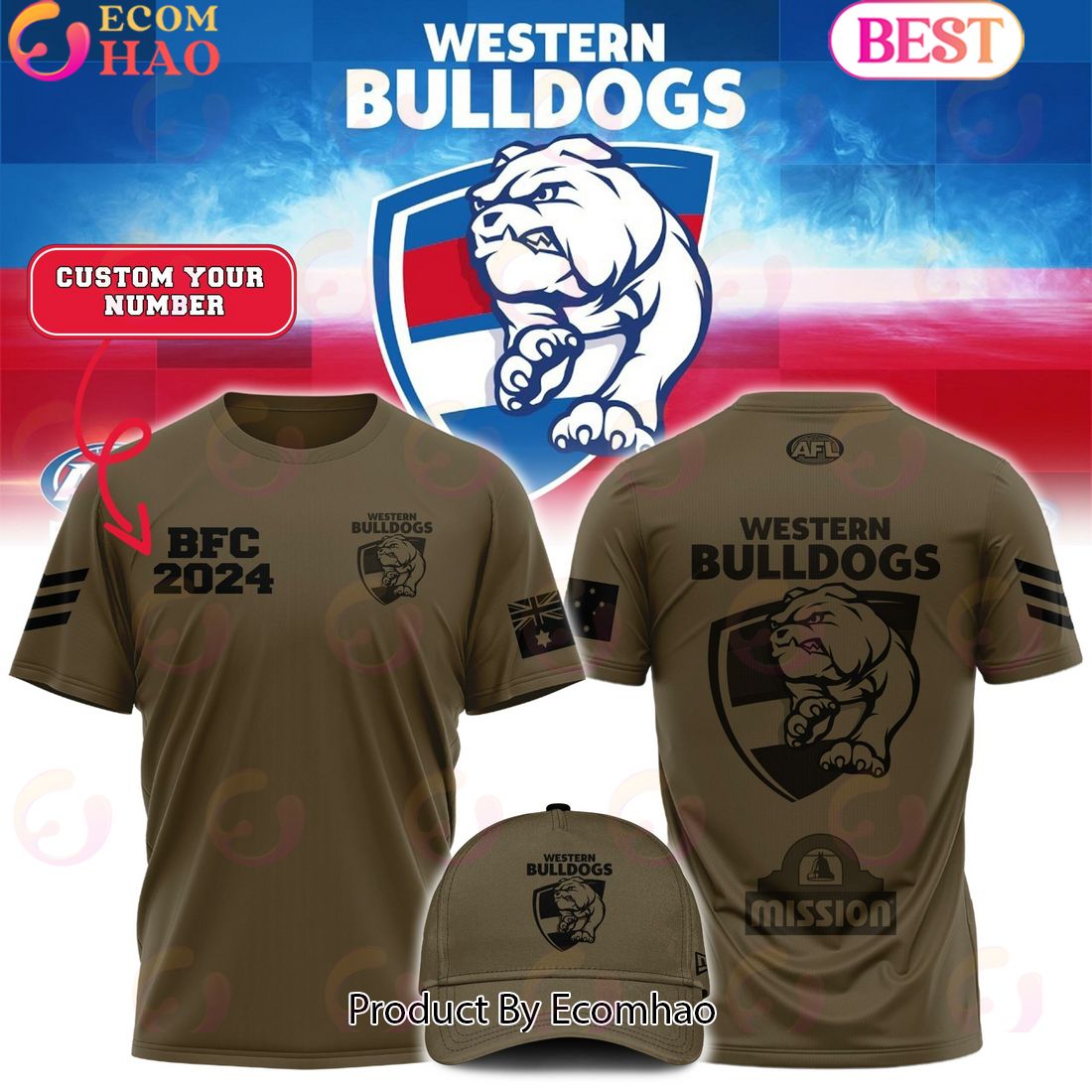 AFL Western Bulldogs Football Club Limited Edition Army Tee