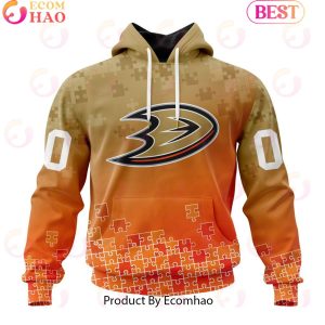 Personalized NHL Anaheim Ducks Special Autism Awareness Design ST2403 3D Hoodie