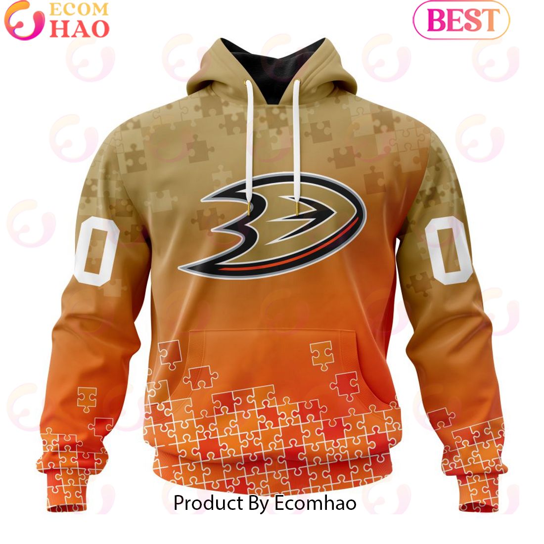 Personalized NHL Anaheim Ducks Special Autism Awareness Design ST2403 3D Hoodie