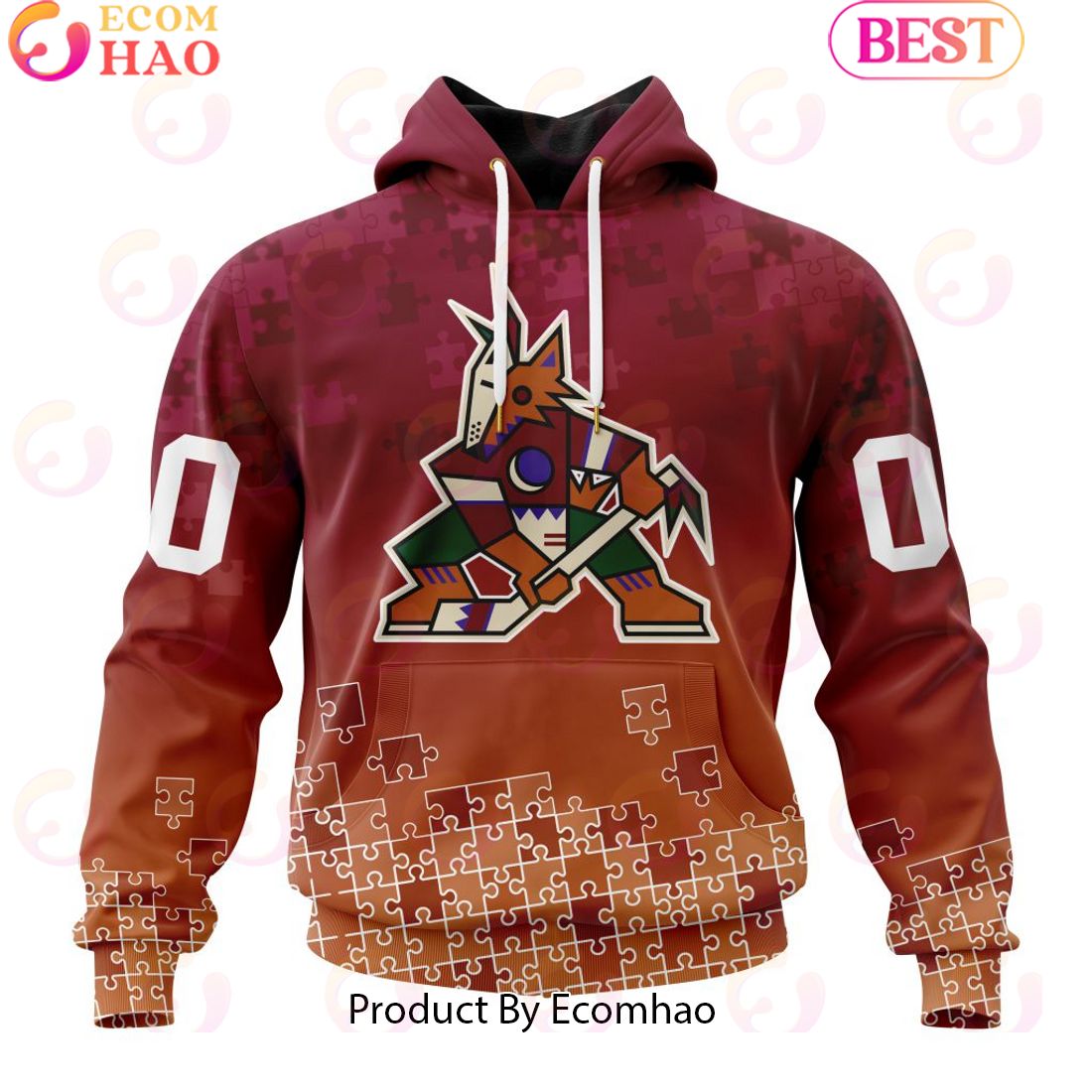 Personalized NHL Arizona Coyotes Special Autism Awareness Design ST2403 3D Hoodie