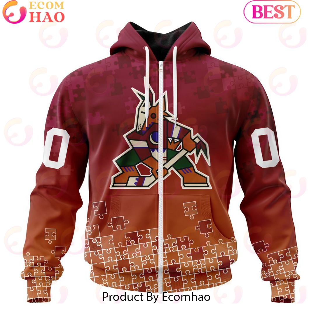 Personalized NHL Arizona Coyotes Special Autism Awareness Design ST2403 3D Hoodie