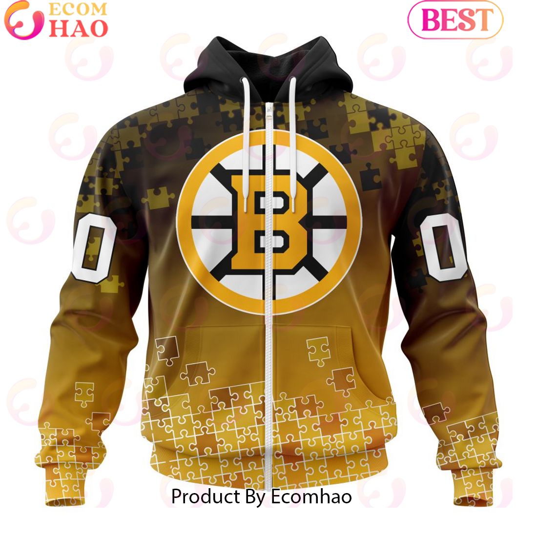 Personalized NHL Boston Bruins Special Autism Awareness Design ST2403 3D Hoodie