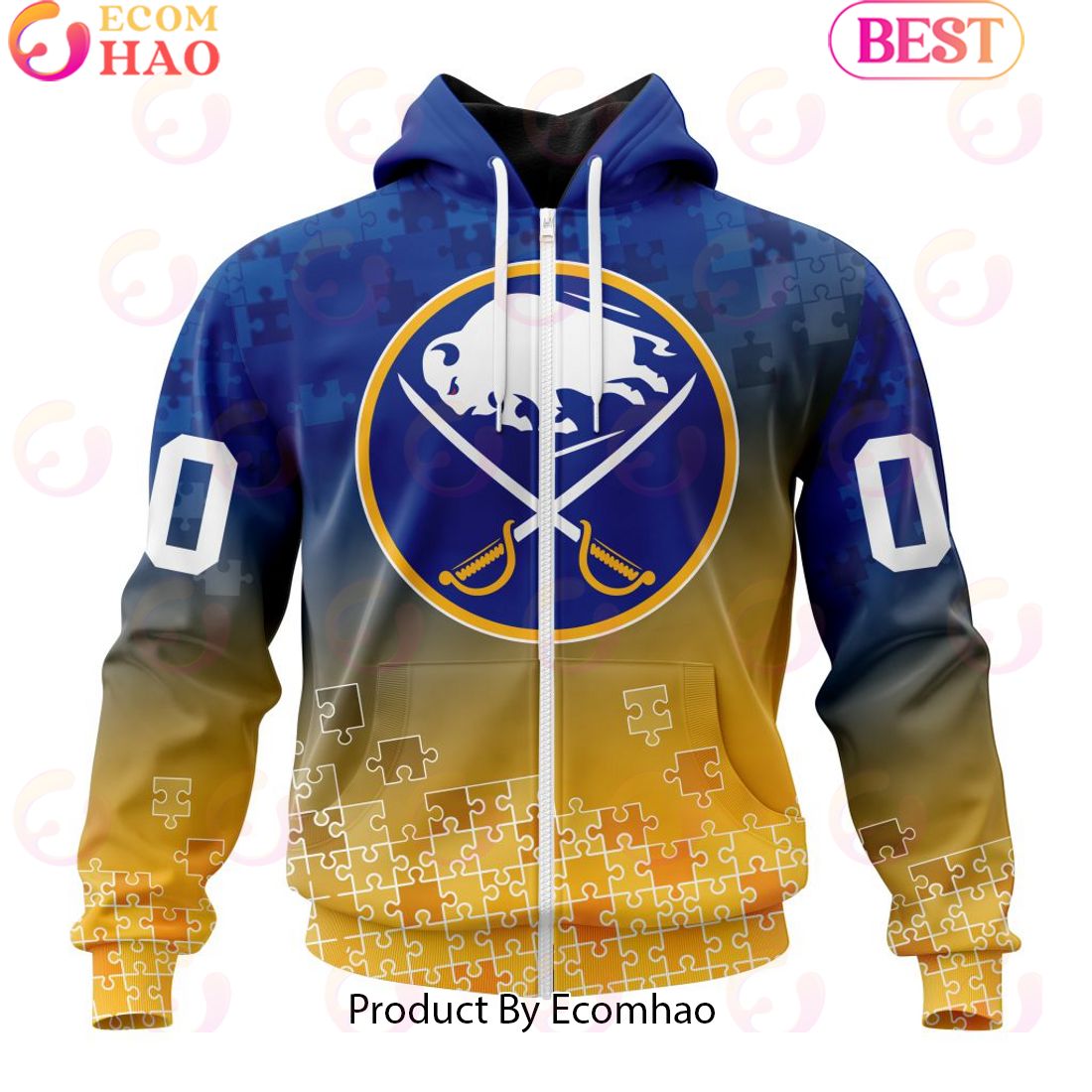 Personalized NHL Buffalo Sabres Special Autism Awareness Design ST2403 3D Hoodie