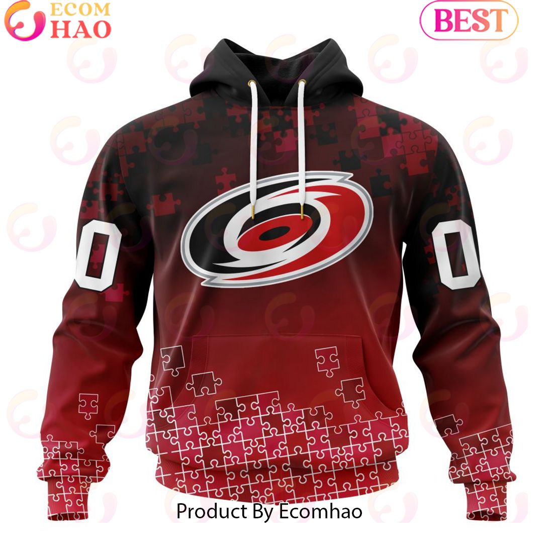 Personalized NHL Carolina Hurricanes Special Autism Awareness Design ST2403 3D Hoodie