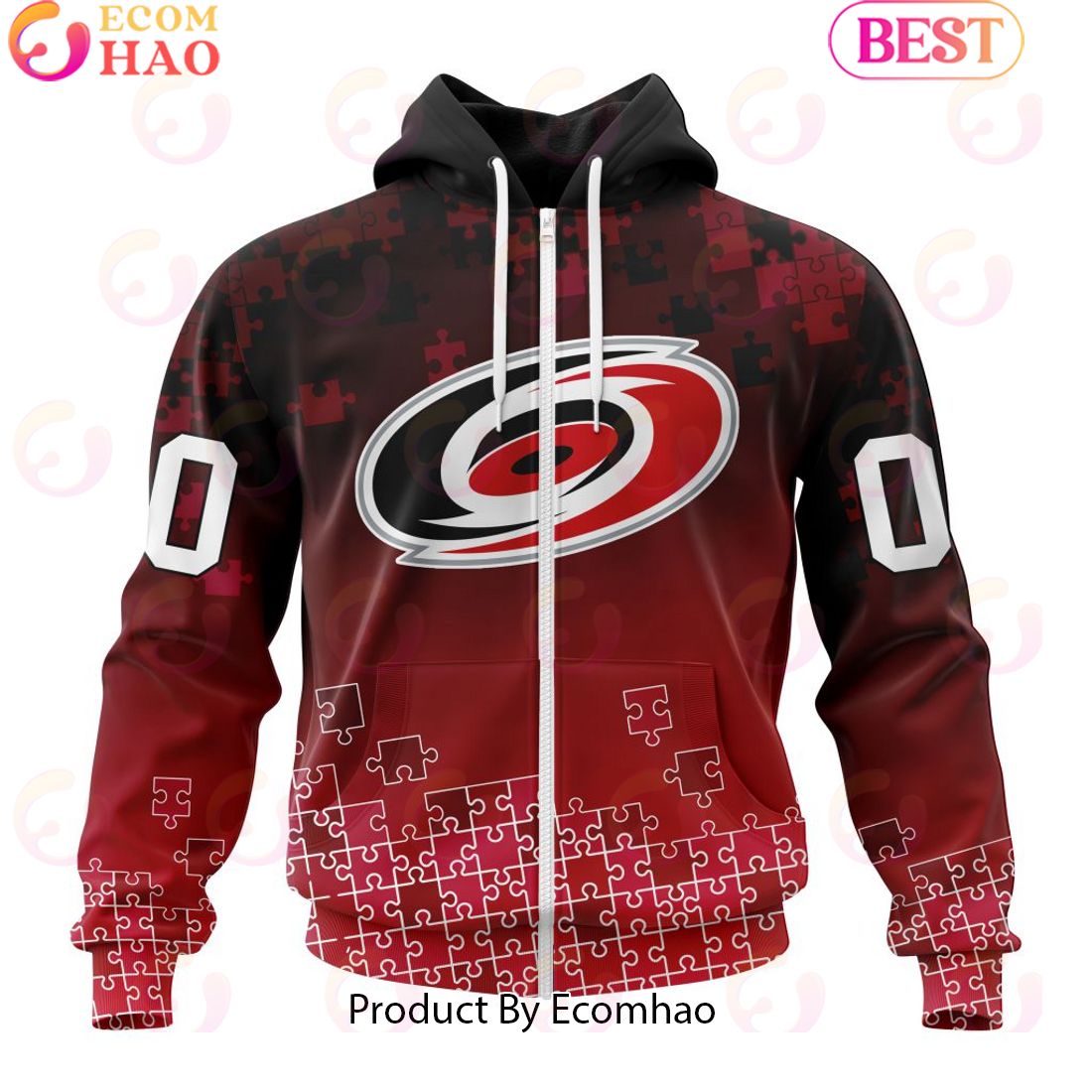 Personalized NHL Carolina Hurricanes Special Autism Awareness Design ST2403 3D Hoodie