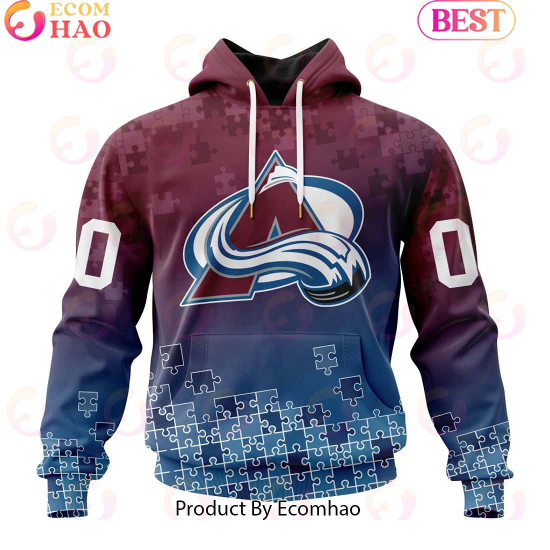 Personalized NHL Colorado Avalanche Special Autism Awareness Design ST2403 3D Hoodie