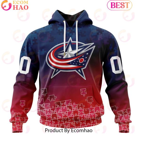 Personalized NHL Columbus Blue Jackets Special Autism Awareness Design ST2403 3D Hoodie