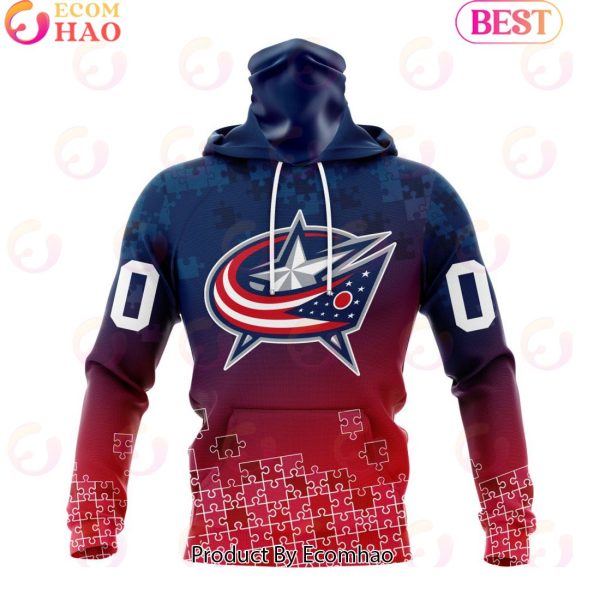Personalized NHL Columbus Blue Jackets Special Autism Awareness Design ST2403 3D Hoodie