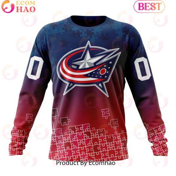 Personalized NHL Columbus Blue Jackets Special Autism Awareness Design ST2403 3D Hoodie