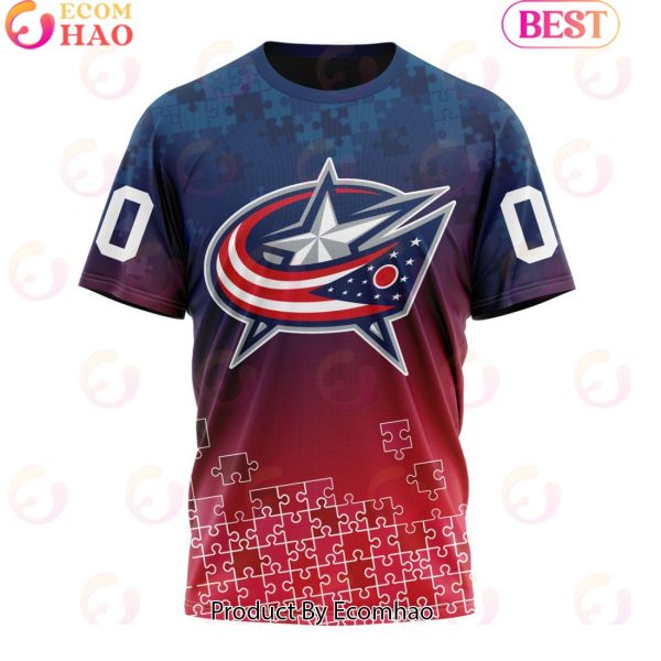Personalized NHL Columbus Blue Jackets Special Autism Awareness Design ST2403 3D Hoodie