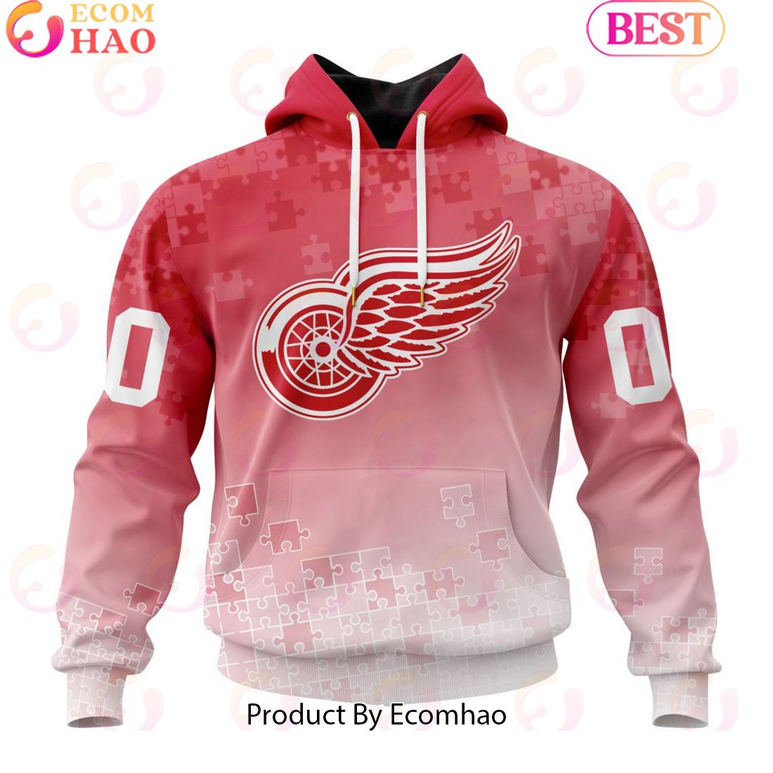 Personalized NHL Detroit Red Wings Special Autism Awareness Design ST2403 3D Hoodie