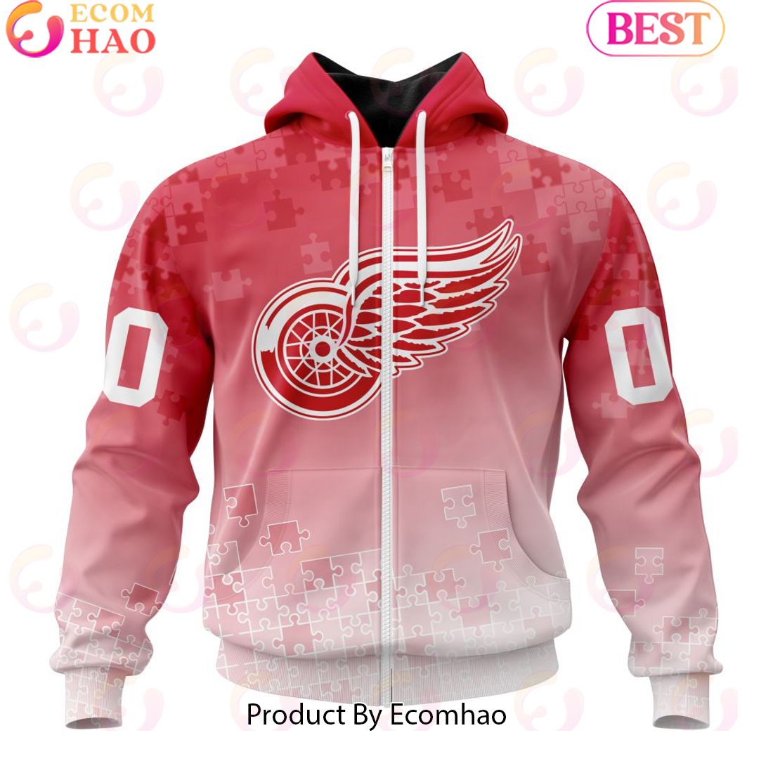 Personalized NHL Detroit Red Wings Special Autism Awareness Design ST2403 3D Hoodie