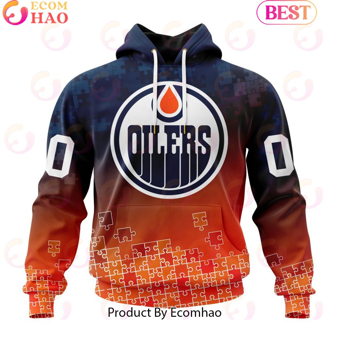 Personalized NHL Edmonton Oilers Special Autism Awareness Design ST2403 3D Hoodie