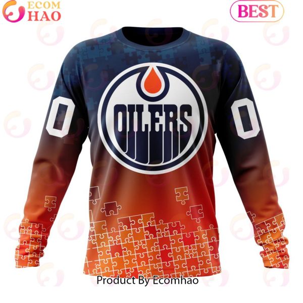 Personalized NHL Edmonton Oilers Special Autism Awareness Design ST2403 3D Hoodie