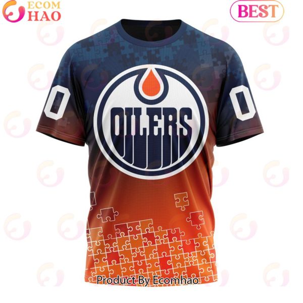 Personalized NHL Edmonton Oilers Special Autism Awareness Design ST2403 3D Hoodie