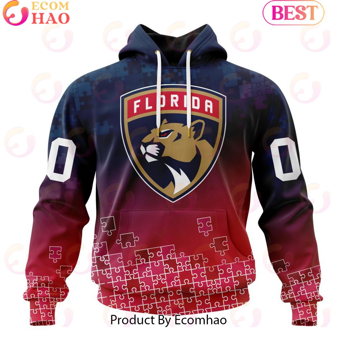 Personalized NHL Florida Panthers Special Autism Awareness Design ST2403 3D Hoodie