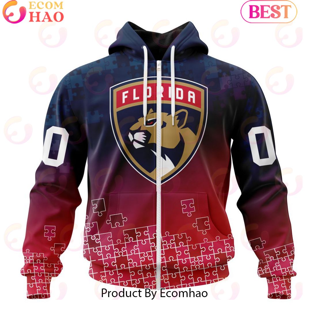 Personalized NHL Florida Panthers Special Autism Awareness Design ST2403 3D Hoodie