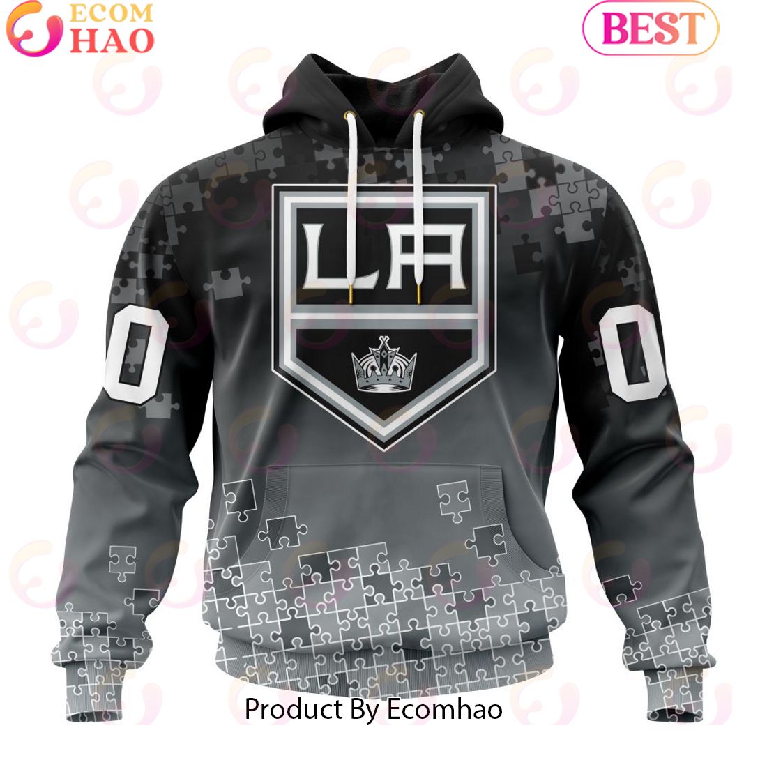 Personalized NHL Los Angeles Kings Special Autism Awareness Design ST2403 3D Hoodie