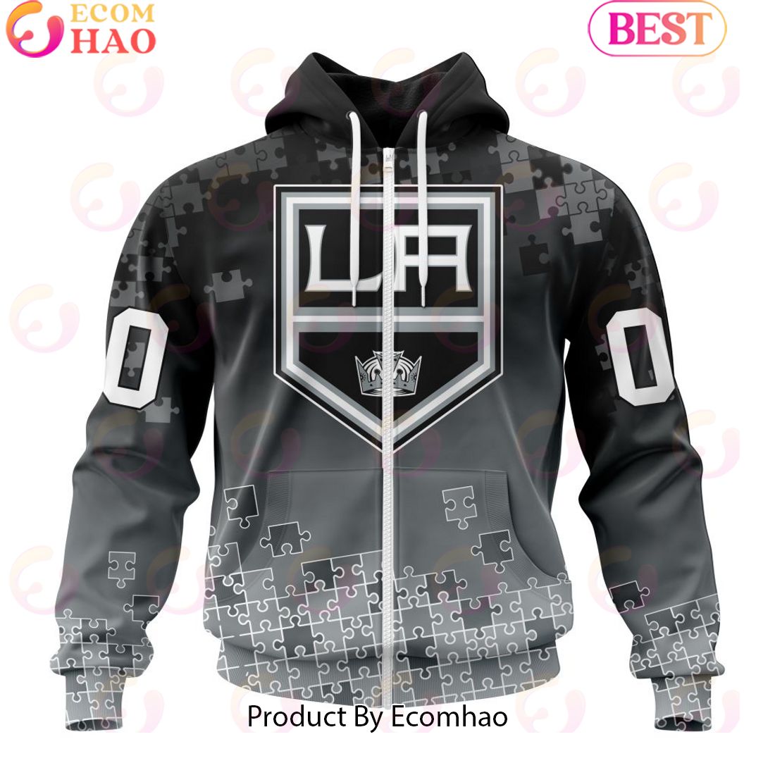 Personalized NHL Los Angeles Kings Special Autism Awareness Design ST2403 3D Hoodie