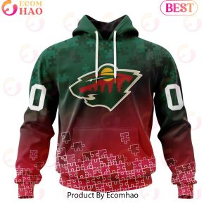 Personalized NHL Minnesota Wild Special Autism Awareness Design ST2403 3D Hoodie