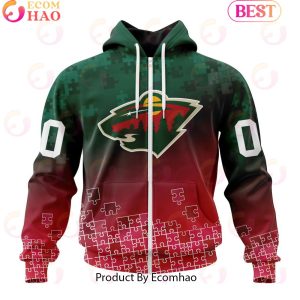 Personalized NHL Minnesota Wild Special Autism Awareness Design ST2403 3D Hoodie