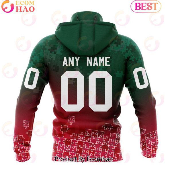 Personalized NHL Minnesota Wild Special Autism Awareness Design ST2403 3D Hoodie