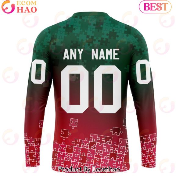 Personalized NHL Minnesota Wild Special Autism Awareness Design ST2403 3D Hoodie